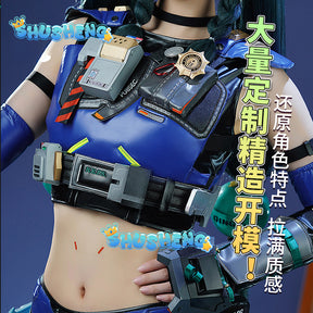 Game Zenless Zone Zero Qingyi Cosplay Costume Wig Grreen Pony Hair Criminal Investigation Special Response Team Shorts Props